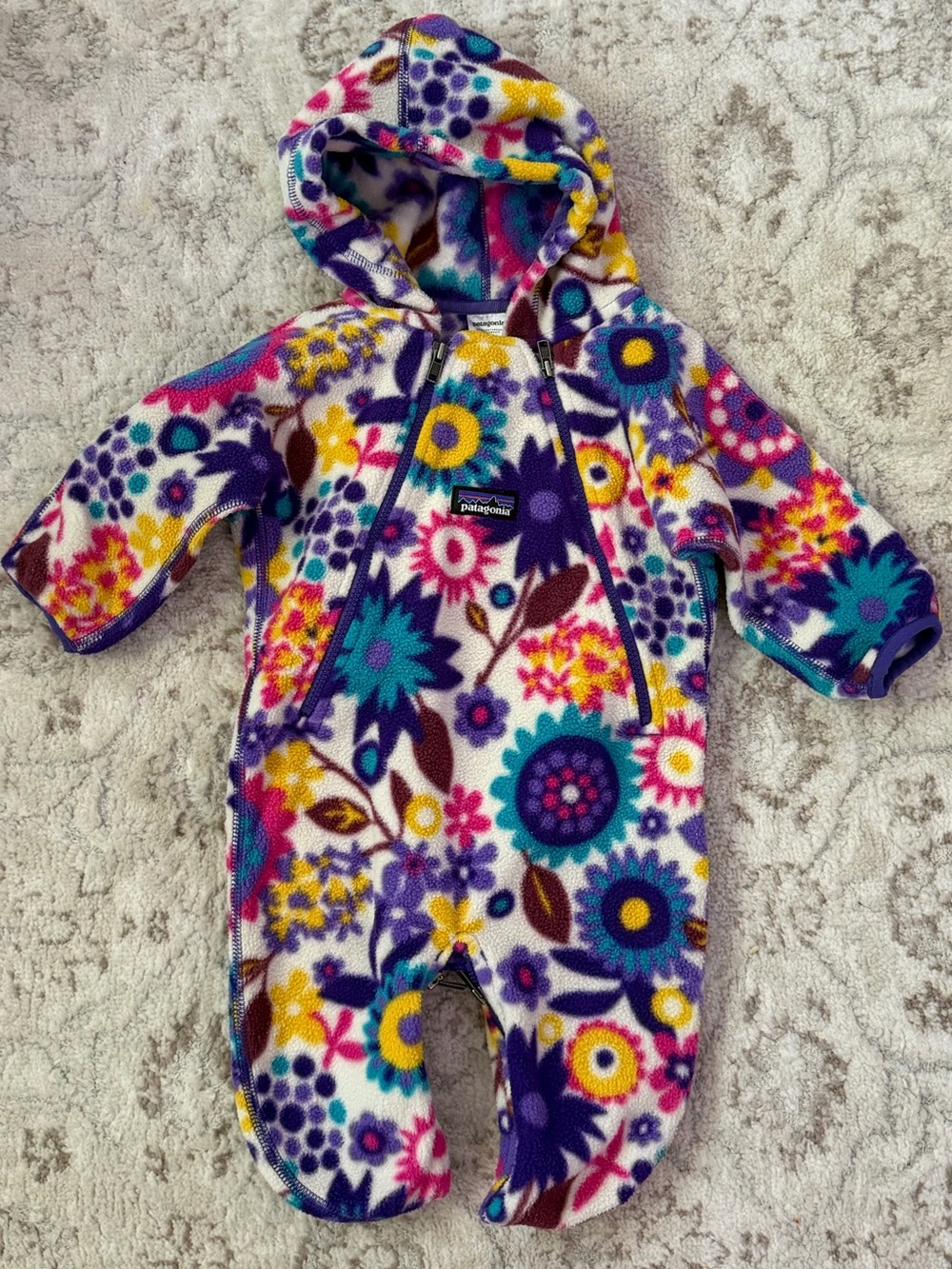 Patagonia Synchilla Fleece Bunting Infant Vibrant Floral Winter Suit